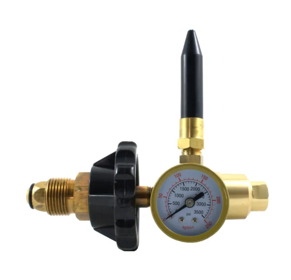 SÜA® - Regulador de Helio - Inflador de Globos con Manómetro - Roscado manual - CGA-580