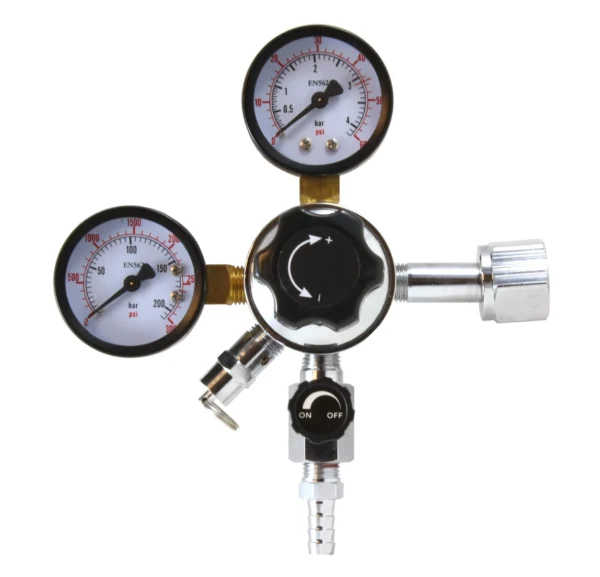 Regulador de CO2 para sistemas dispensadores de bebidas carbonatadas - Con Válvulas de alivio y arresto - CGA-320